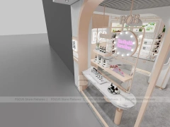 White Pink Cosmetics Wall Shelving Aisle