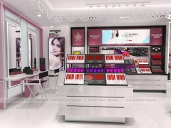 White Red Cosmetics Store with Angled Gondolas