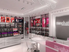 White Red Cosmetics Store with Angled Gondolas