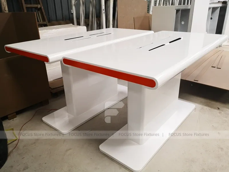 White Red Mobile Phone Display Table