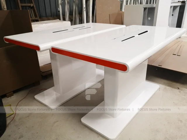 White Red Mobile Phone Display Table