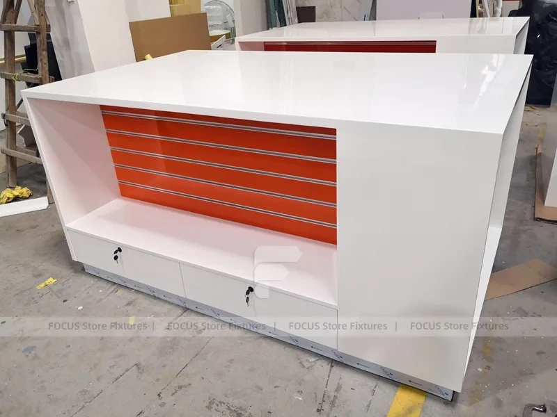 White Red Mobile Phone Display Table