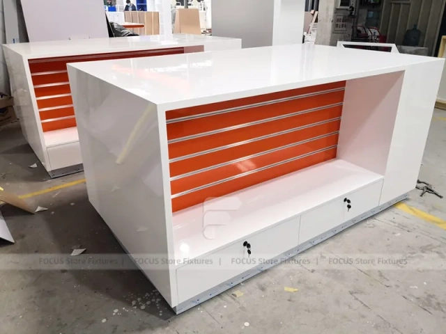 White Red Mobile Phone Display Table