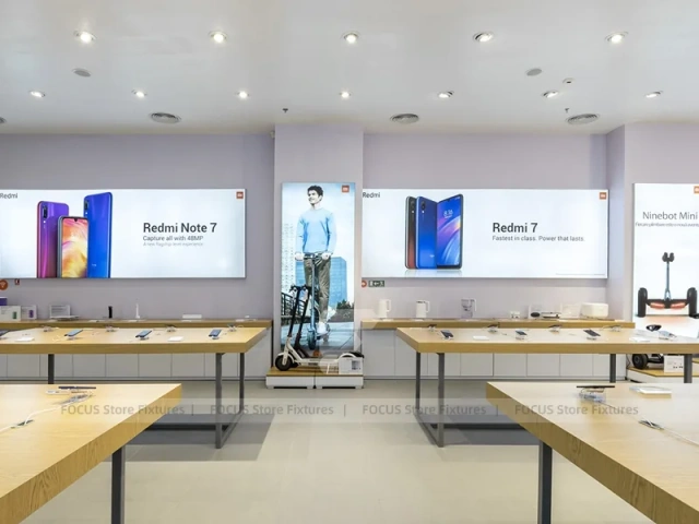 White Redmi Phone Display Wall And Table