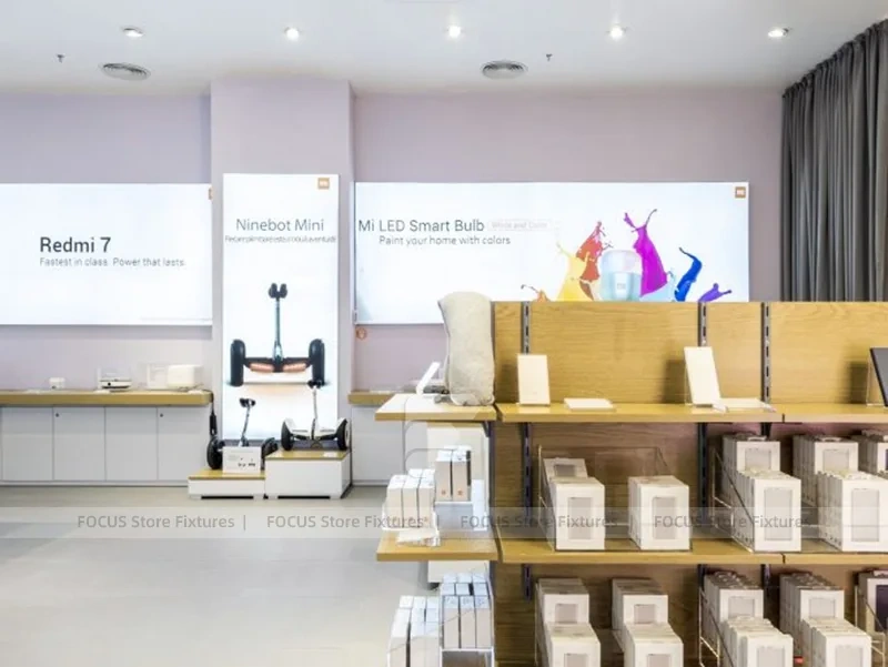 White Redmi Phone Display Wall And Table