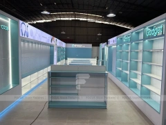 White Turquoise Phone Gondola Shelving Unit
