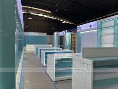 White Turquoise Phone Gondola Shelving Unit