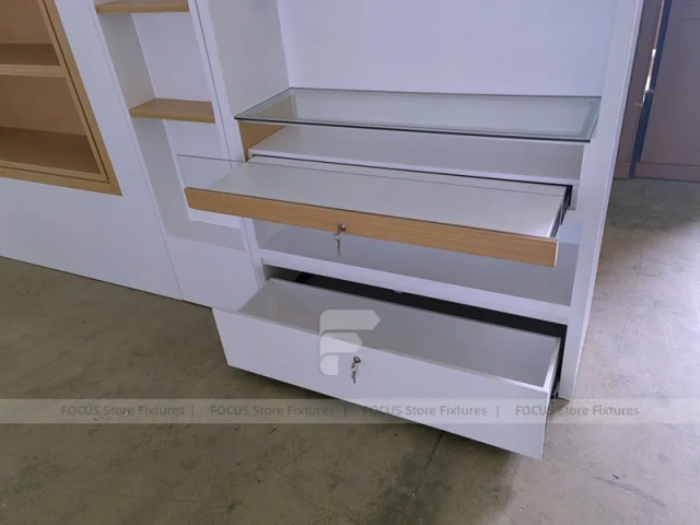 White Wood Mobile Phone Counter Fixture