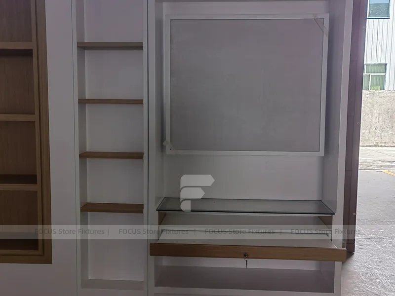 White Wood Mobile Phone Counter Fixture