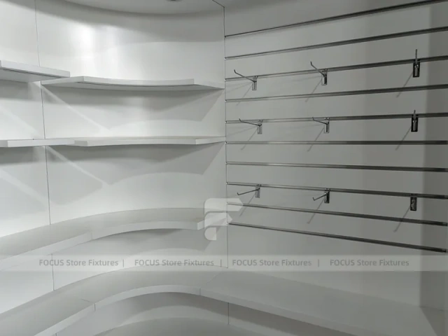 White Wood Mobile Phone Counter Fixture