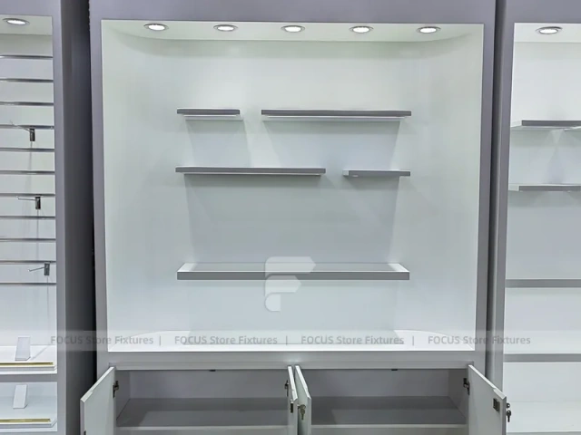 White Wood Mobile Phone Counter Fixture
