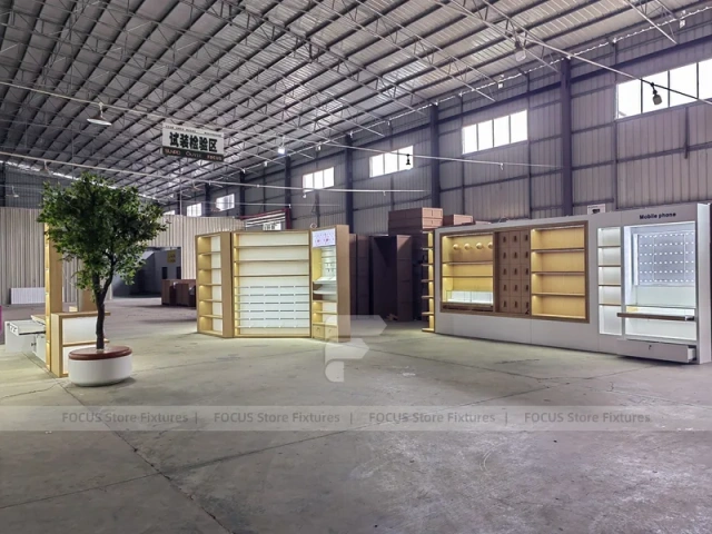White Wood Mobile Phone Counter Fixture