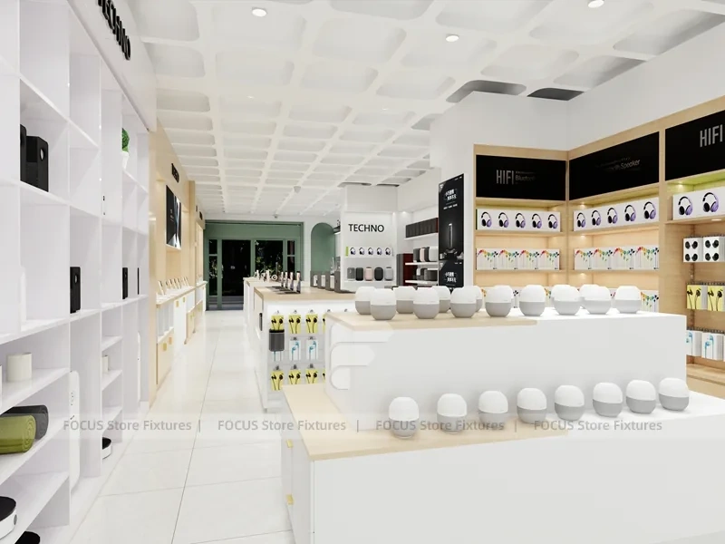 White Wood Mobile Phone Store Interior