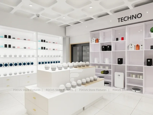 White Wood Mobile Phone Store Interior