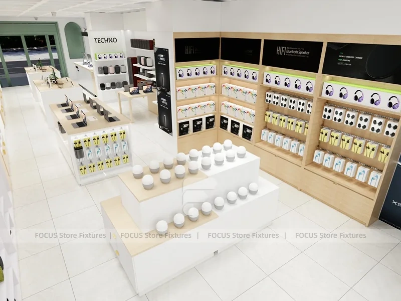 White Wood Mobile Phone Store Interior