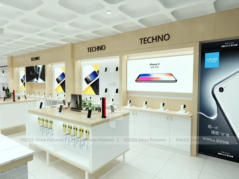 White Wood Mobile Phone Store Interior