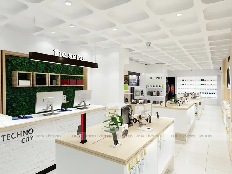 White Wood Mobile Phone Store Interior