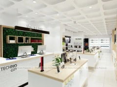 White Wood Mobile Phone Store Interior