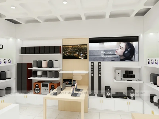 White Wood Mobile Phone Store Interior