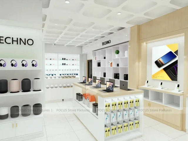 White Wood Mobile Phone Store Interior