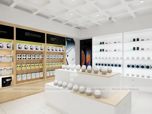 White Wood Mobile Phone Store Interior