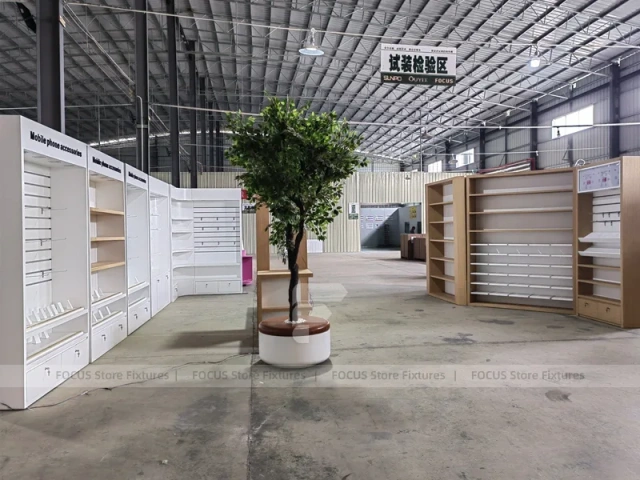 White Wood Phone Store Counter Fixture