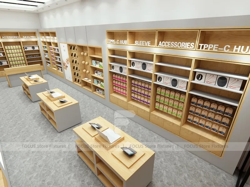 Wood Accessories Hub Mobile Store Interior