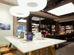 Wood Black Mobile Electronics Store Interior