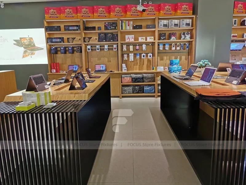 Wood Black Mobile Phone Sales Counter Store