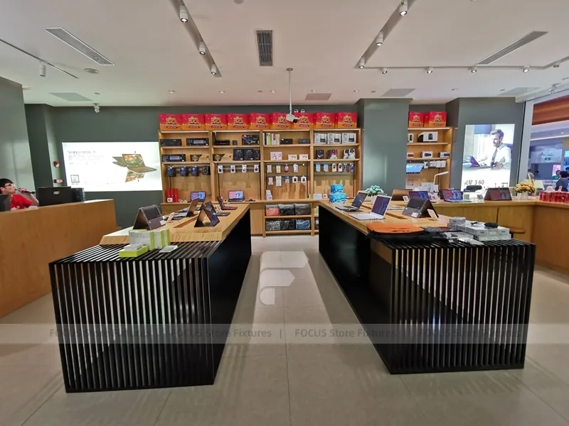 Wood Black Mobile Phone Sales Counter Store
