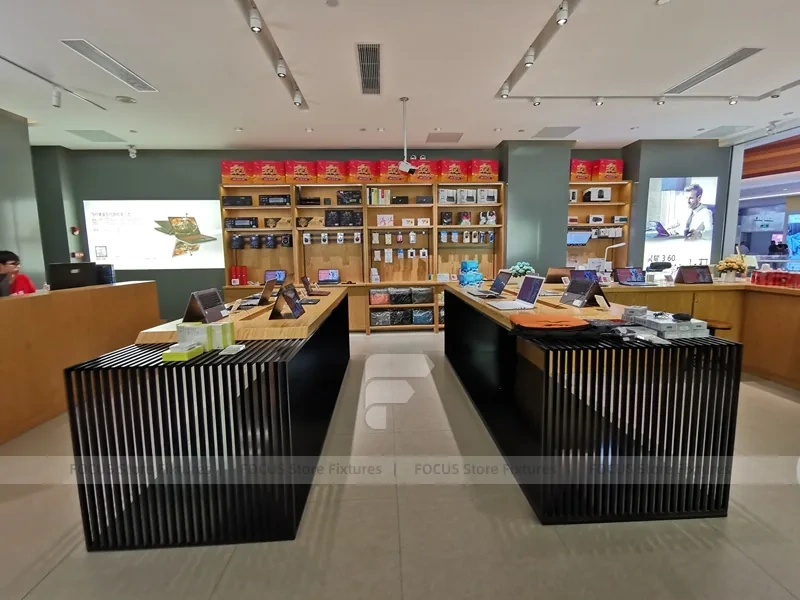 Wood Black Mobile Phone Sales Counter Store