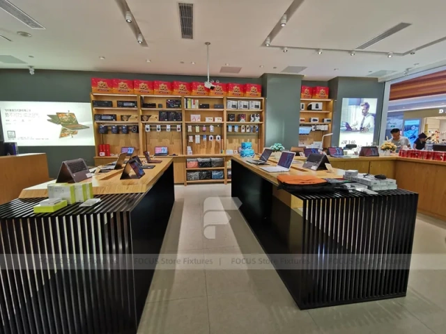 Wood Black Mobile Phone Sales Counter Store
