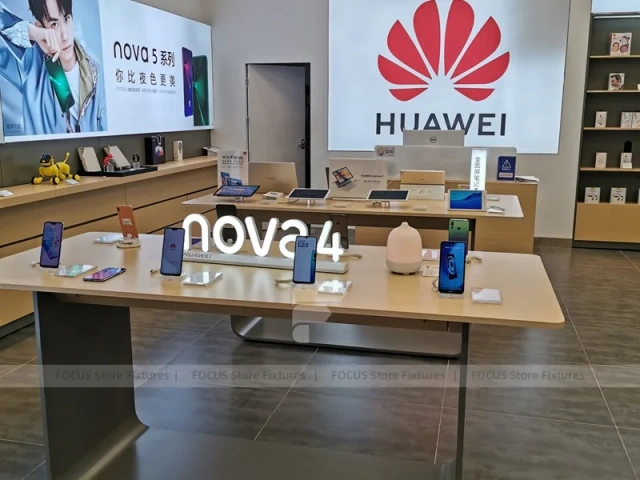 Wood Black Mobile Phone Sales Counter Store