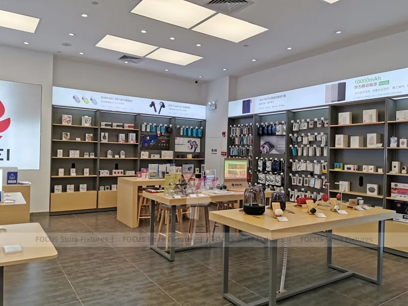 Wood Black Mobile Phone Sales Counter Store