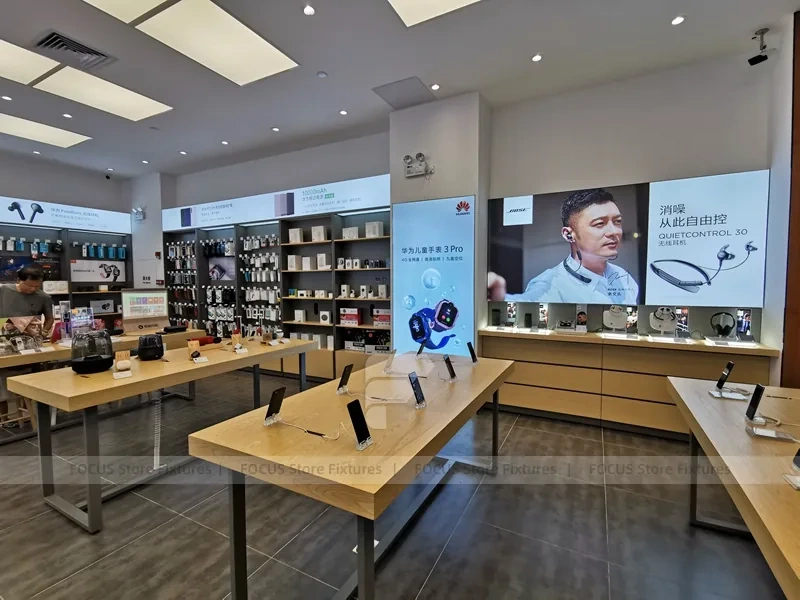 Wood Black Mobile Phone Sales Counter Store