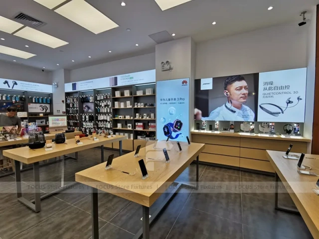 Wood Black Mobile Phone Sales Counter Store