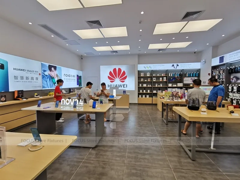 Wood Black Mobile Phone Sales Counter Store