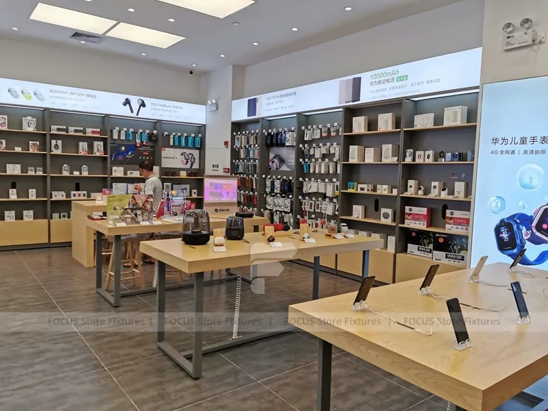Wood Black Mobile Phone Sales Counter Store
