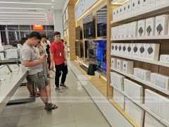 Wood Black Mobile Phone Sales Counter Store