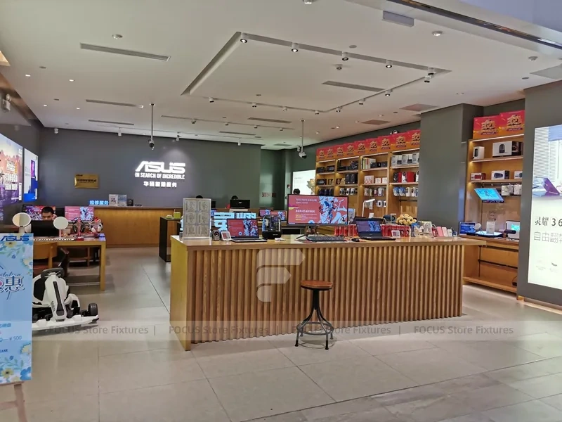 Wood Black Mobile Phone Sales Counter Store