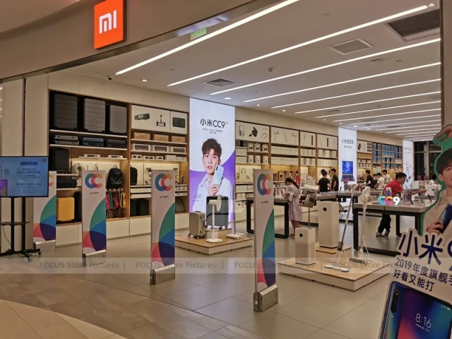 Wood Black Mobile Phone Sales Counter Store