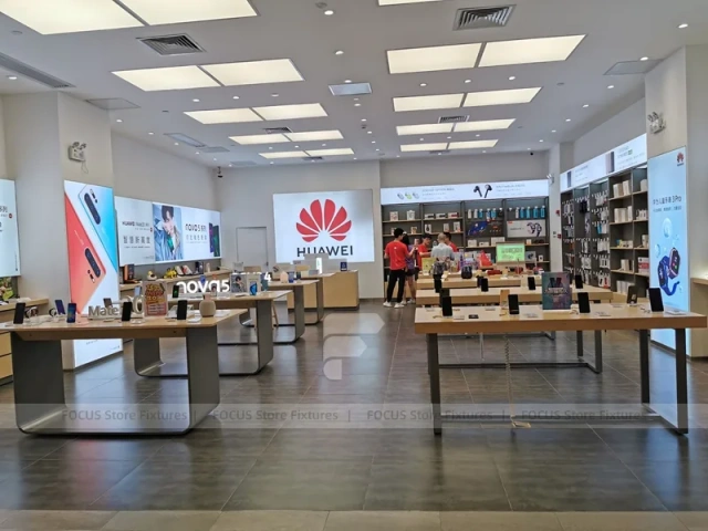 Wood Black Mobile Phone Sales Counter Store