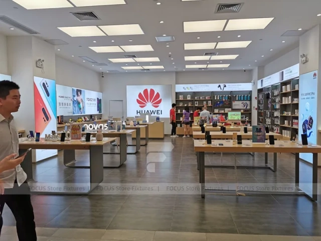 Wood Black Mobile Phone Sales Counter Store