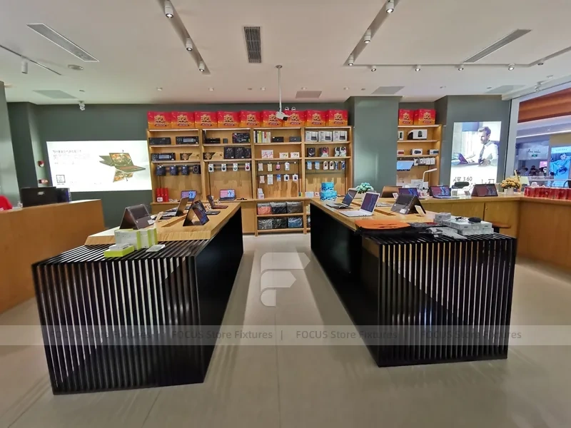 Wood Black Mobile Phone Sales Counter Store Version