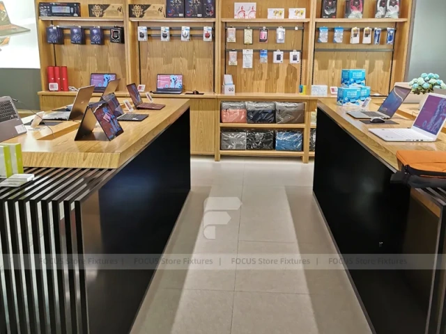 Wood Black Mobile Phone Sales Counter Store Version