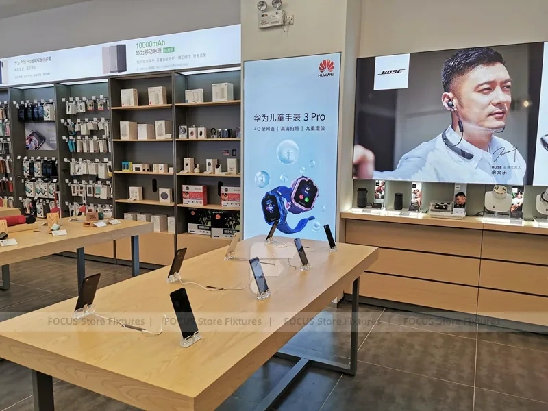 Wood Black Mobile Phone Sales Counter Store Version