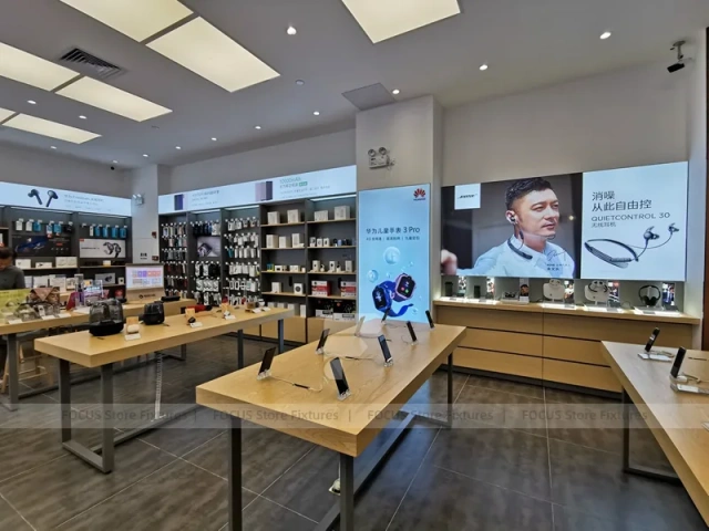 Wood Black Mobile Phone Sales Counter Store Version