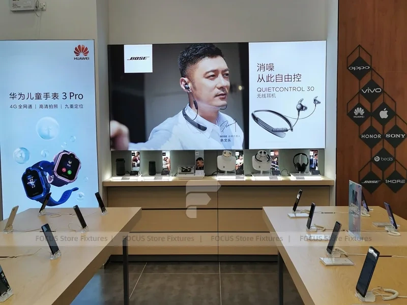 Wood Black Mobile Phone Sales Counter Store Version