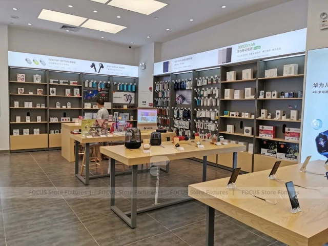Wood Black Mobile Phone Sales Counter Store Version