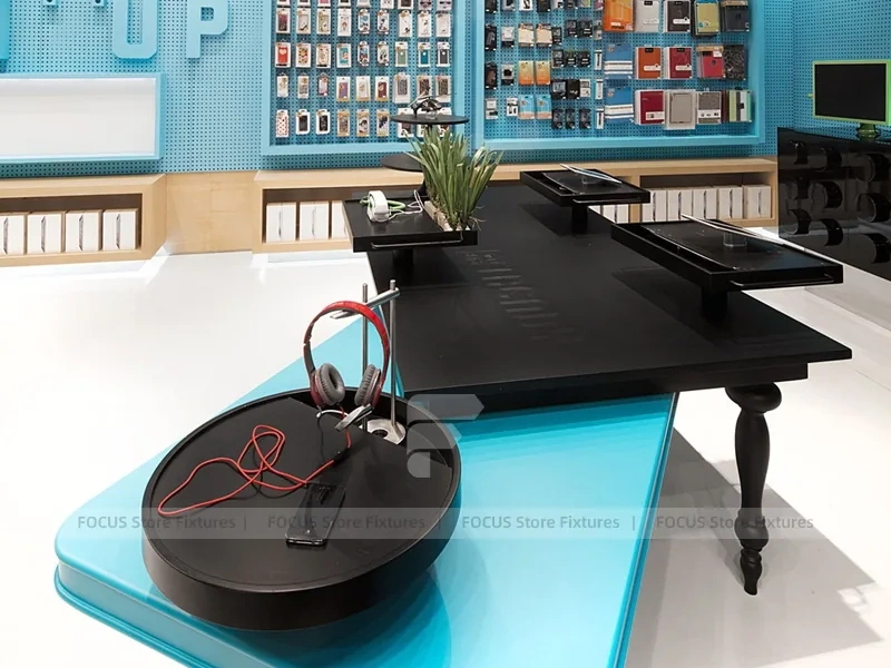Wood Black Mobile Phone Service Desk
